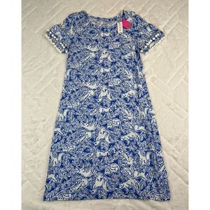 *NWT* Lilly Pulitzer Women's (XXS) Blue Lissie Dress Coastal with Pom Pom